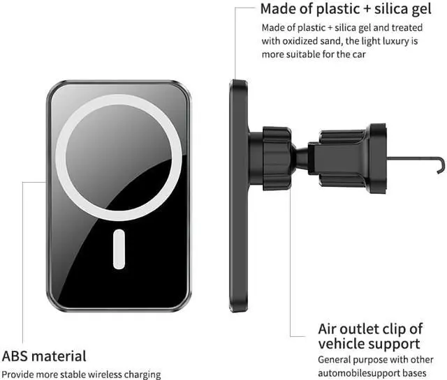 Alt view image 6 of 8 - Car Mount Wireless Charger with MagSafe for iPhone 12/12 Pro/12 mini/12 Pro Max