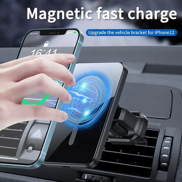 Alt view image 2 of 8 - Car Mount Wireless Charger with MagSafe for iPhone 12/12 Pro/12 mini/12 Pro Max