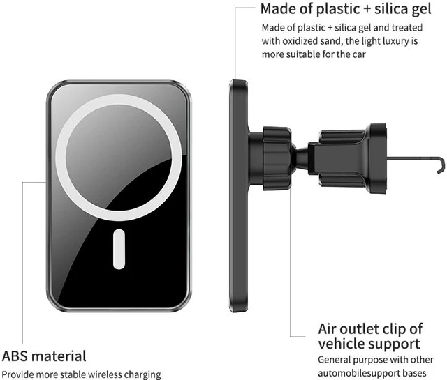 Alt view image 4 of 8 - Car Mount Wireless Charger with MagSafe for iPhone 12/12 Pro/12 mini/12 Pro Max