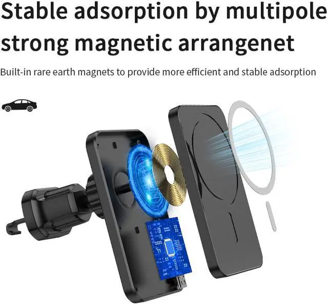 Alt view image 5 of 8 - Car Mount Wireless Charger with MagSafe for iPhone 12/12 Pro/12 mini/12 Pro Max