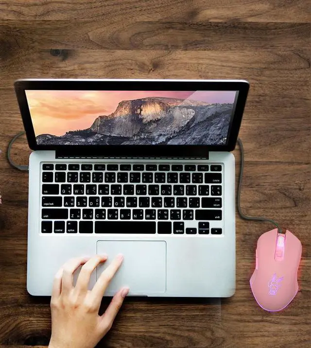Alt view image 7 of 7 - USB Cute Rabbit LED Dimmer Mute Wired Mouse 2400DPI 6-button Ergonomic Design Mice For Office And Game