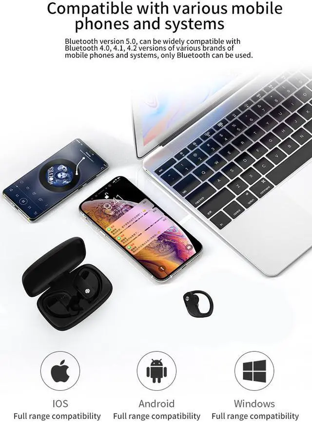 Alt view image 7 of 8 - Wireless Bluetooth 5.0 Earphones Sport Ear-hook TWS Earbuds LCD Digital Display Gaming Headphone Long Standy