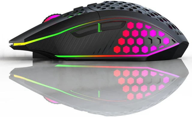 Alt view image 2 of 8 - Honeycomb RGB Rechargeable Wireless Gaming Mouse 2.4GHz Optical Mouse 7 Buttons 3 Gears 1600 DPI Adjustable Mice for Desktop PC Laptop