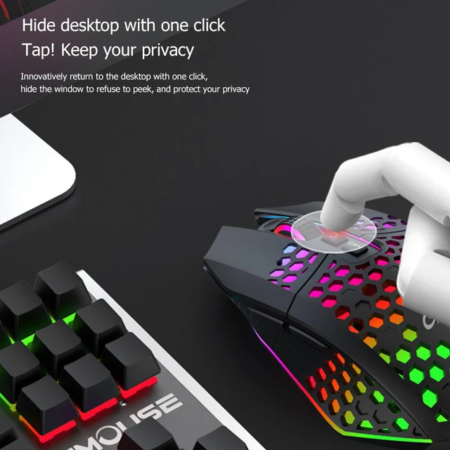 Alt view image 5 of 8 - Honeycomb RGB Rechargeable Wireless Gaming Mouse 2.4GHz Optical Mouse 7 Buttons 3 Gears 1600 DPI Adjustable Mice for Desktop PC Laptop