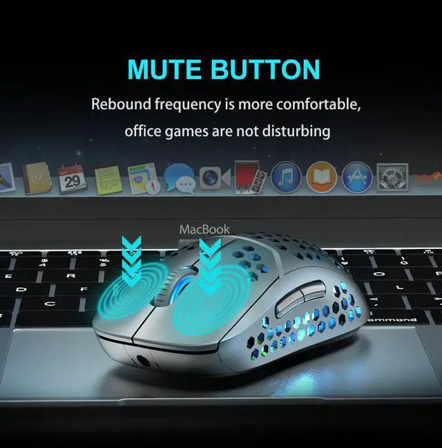 Alt view image 3 of 7 - Bluetooth 5.0+ 2.4Ghz Wireless Dual Mode Computer Gaming Mouse 2400 DPI Ergonomic Portable Optical Mice Rechargeable Wireless Mouse for PC/Laptop/ipad