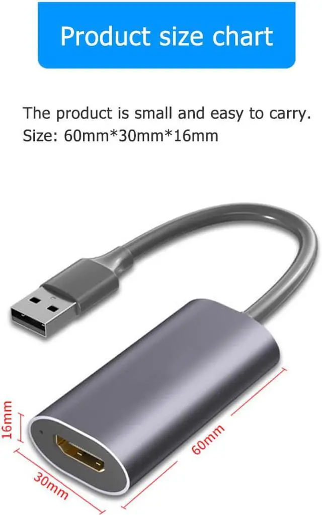 Alt view image 6 of 8 - 1080P USB 2.0 HDMI Video capture Card Grabber Record Box Record via DSLR Camcorder Compatible with VLC/OBS/Amcap for Live Streaming Broadcasting Video Recording