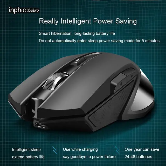 Alt view image 3 of 8 - 2.4Ghz Wireless Computer Gaming Mouse 1600 DPI 6 Key Ergonomic Portable Optical Mice Rechargeable Wireless Mouse for for PC/Laptop