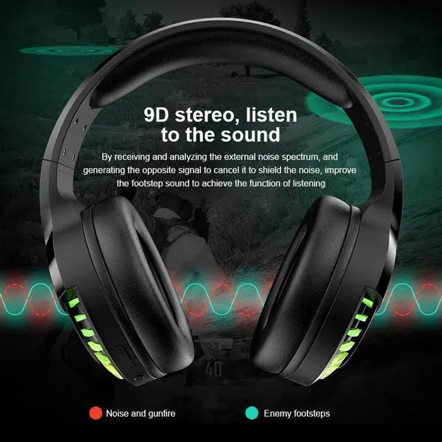 Alt view image 7 of 7 - Bluetooth 5.0 Dual Modes True Wireless/ Wired RGB Light Headset Stereo Bass Gaming Headphones Foldable Noise Cancelling Headset