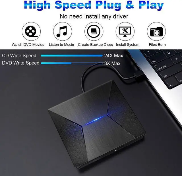 Alt view image 2 of 8 - Colorful Type C USB 3.0 External DVD/CD/VCD Burner RW Drive Player Optical Drive for Mac/PC/Apple Laptop/OS/Window
