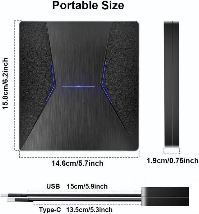 Alt view image 6 of 8 - Colorful Type C USB 3.0 External DVD/CD/VCD Burner RW Drive Player Optical Drive for Mac/PC/Apple Laptop/OS/Window