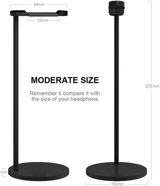 Alt view image 4 of 7 - Aluminum Headphone Stand Rack Sturdy Non-Slip Metal Gaming Headset Earphone Holder Hanger Mount with Solid Base for Table Desk