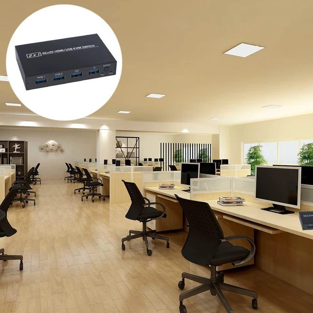 Alt view image 7 of 8 - 4K@30HZ USB HDMI KVM Switcher USB 2.0 Switch Splitter For 2 PC Sharing 4 Keyboard Mouse Printer Plug And Play