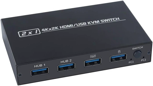 Alt view image 3 of 8 - 4K@30HZ USB HDMI KVM Switcher USB 2.0 Switch Splitter For 2 PC Sharing 4 Keyboard Mouse Printer Plug And Play