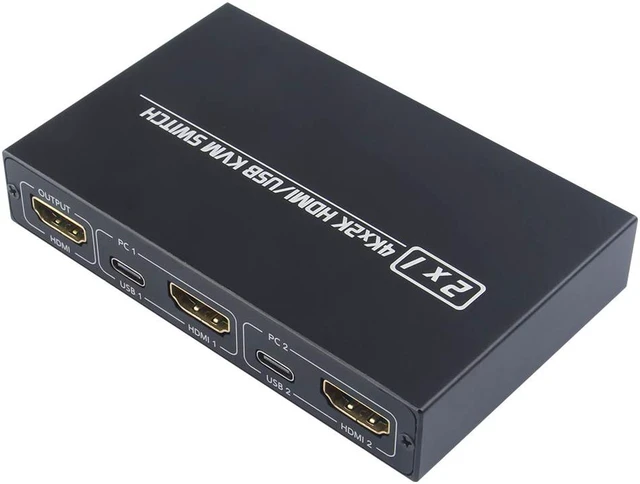 Alt view image 2 of 8 - 4K@30HZ USB HDMI KVM Switcher USB 2.0 Switch Splitter For 2 PC Sharing 4 Keyboard Mouse Printer Plug And Play