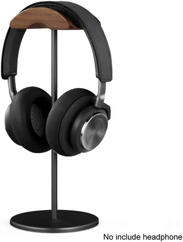 Main image of Black Walnut Wood Aluminum Headphone Stand Nature Walnut Gaming Headset Holder with Solid Metal Base for Table Desk Display