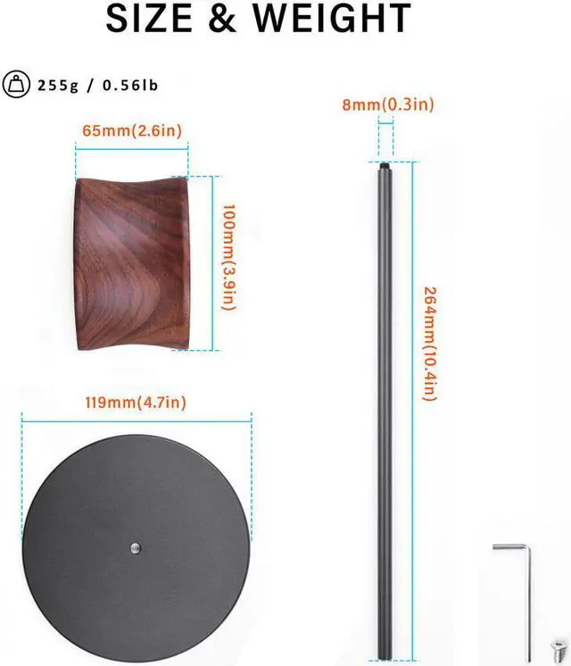 Alt view image 5 of 8 - Black Walnut Wood Aluminum Headphone Stand Nature Walnut Gaming Headset Holder with Solid Metal Base for Table Desk Display