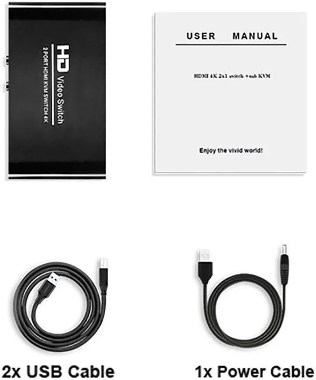 Alt view image 3 of 8 - Ultra HD 4K HDMI USB KVM Switch for 2 Ports PC Sharing Keyboard Mouse Hotkey Printer Monitor EDID Plug And Paly Out USB Box Video Display Switcher Splitter