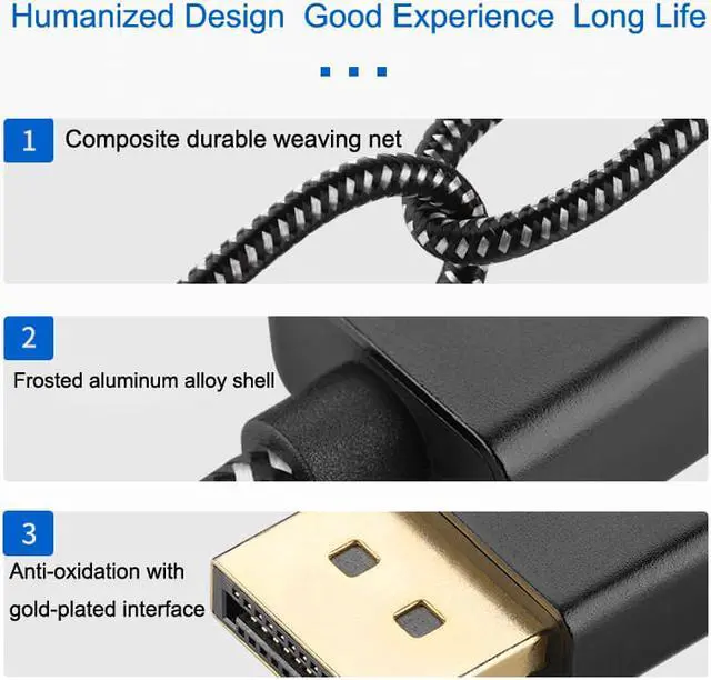 Alt view image 4 of 8 - Displayport to HDMI Adapter 4K@60Hz Gold Plated DP to HDMI 2.0 Video Display Converter for Desktop PC HDMI Connector Adapter 7.87“ Male to Female Cable