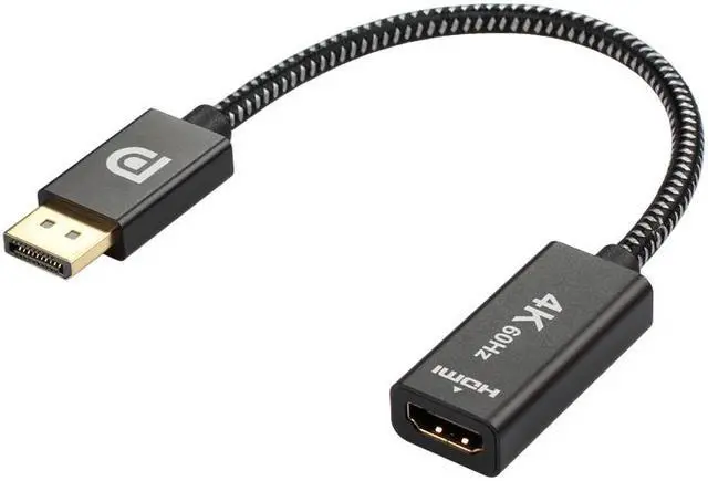 Main image of Displayport to HDMI Adapter 4K@60Hz Gold Plated DP to HDMI 2.0 Video Display Converter for Desktop PC HDMI Connector Adapter 7.87“ Male to Female Cable
