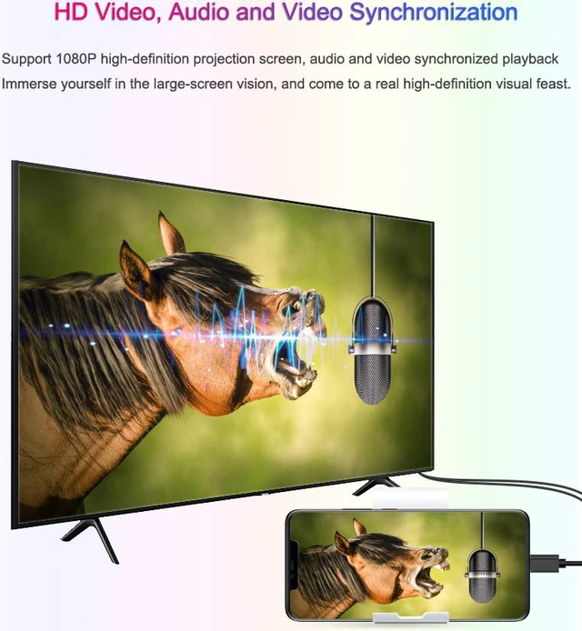Alt view image 7 of 8 - Lightning to HDMI Adapter iPhone Cable Mirroring Screen Sharing HDMI-compatible Mirascreen Converter Cable