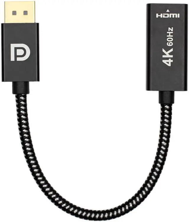 Alt view image 2 of 8 - Displayport to HDMI Adapter 4K@60Hz Gold Plated DP to HDMI 2.0 Video Display Converter for Desktop PC HDMI Connector Adapter 7.87“ Male to Female Cable
