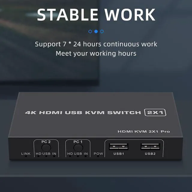 Alt view image 5 of 7 - 2 Ports HDMI KVM Switch USB HDMI KVM Switcher 4Kx2K@30Hz HDMI 1.4 for 2 Computer host sharing Monitor Mouse Keyboard Hub USB Device for PC Laptop Win7 Win10 MAC