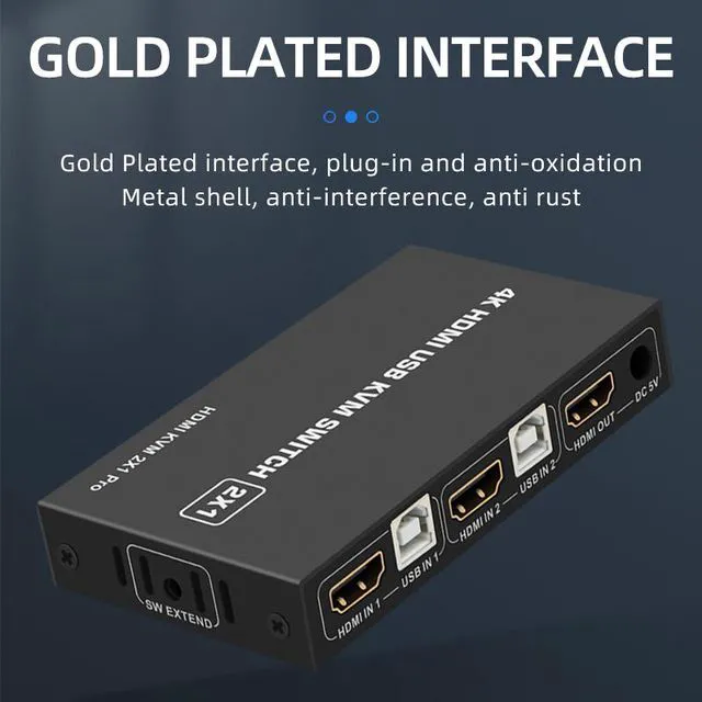 Alt view image 2 of 7 - 2 Ports HDMI KVM Switch USB HDMI KVM Switcher 4Kx2K@30Hz HDMI 1.4 for 2 Computer host sharing Monitor Mouse Keyboard Hub USB Device for PC Laptop Win7 Win10 MAC