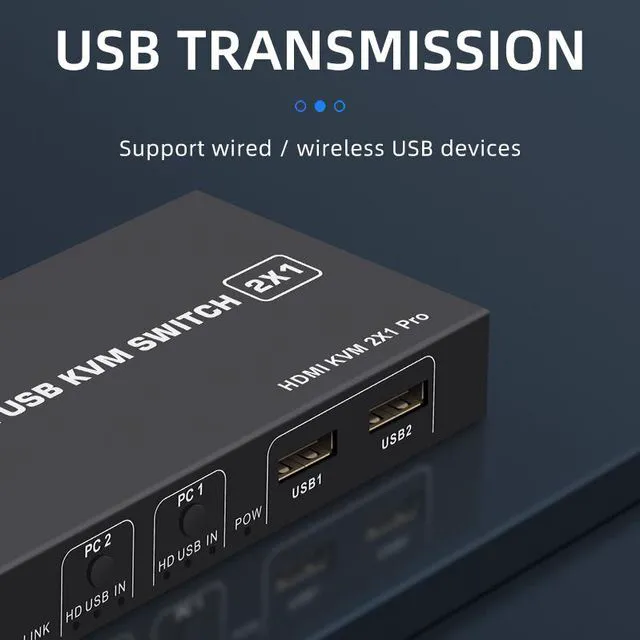 Alt view image 6 of 7 - 2 Ports HDMI KVM Switch USB HDMI KVM Switcher 4Kx2K@30Hz HDMI 1.4 for 2 Computer host sharing Monitor Mouse Keyboard Hub USB Device for PC Laptop Win7 Win10 MAC
