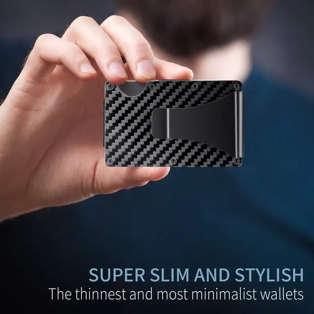 Alt view image 4 of 7 - Carbon Fiber Walle -Metal Money Clip Wallet- RFID Blocking - Slim Metal Wallet ,Mens Wallet