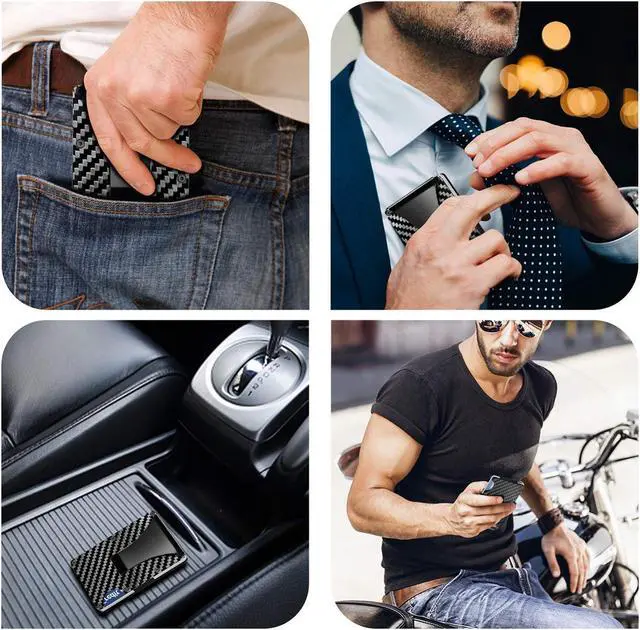 Alt view image 5 of 7 - Carbon Fiber Walle -Metal Money Clip Wallet- RFID Blocking - Slim Metal Wallet ,Mens Wallet