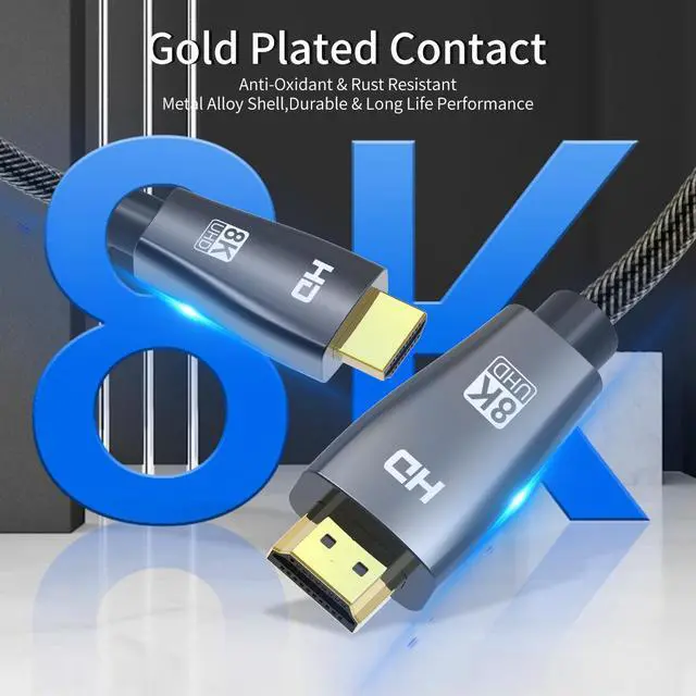Alt view image 4 of 8 - 1m/3.28ft 2m/6.56ft 3m/9.84ft HDMI2.1-Compatible 8K HDMI Cable Real UHD HDR 48Gbps 8K@60Hz 4K@120Hz HDMI Ycbcr4:4:4 Converter for PS4 HDTVs Projectors