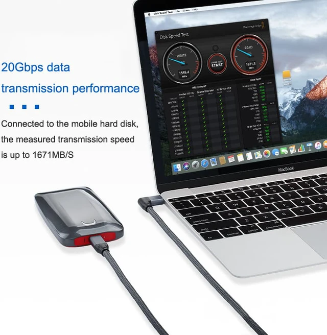 Alt view image 5 of 8 - 0.5m/1.64ft 1.0m/3.28ft 1.5m/4.92ft USB 3.2 Type C to Type C 90 Degree Cable USB C to USB-C Gen2 Nylon Wire 100W PD Fast Charging Data Cable 4K HD For Macbook Pro Air Samsung S20 Phone Charger Cord