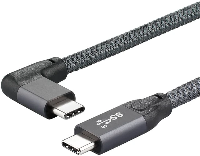 Alt view image 2 of 8 - 0.5m/1.64ft 1.0m/3.28ft 1.5m/4.92ft USB 3.2 Type C to Type C 90 Degree Cable USB C to USB-C Gen2 Nylon Wire 100W PD Fast Charging Data Cable 4K HD For Macbook Pro Air Samsung S20 Phone Charger Cord