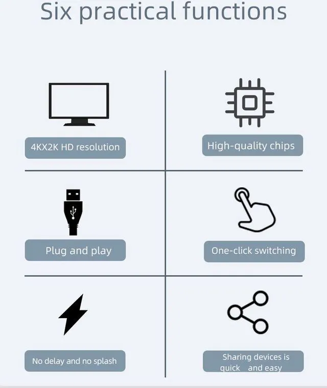 Alt view image 7 of 7 - 2 Ports Displayport KVM Switch Displayport USB Displayport KVM 144Hz DP Switcher 4KX2K/60Hz 2K/144Hz Displayport 2 in 1 out Displayport USB KVM Switcher 2 Desktop PC hosts Sharing Keyboard Mouse