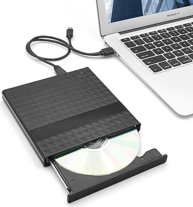 Alt view image 2 of 8 - External DVD Burner USB 3.0 + Type C Optical Drive Portable DVD RW CD Burner for Macs Windows Desktop PC Laptop
