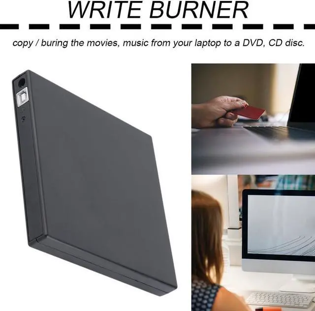 Alt view image 3 of 7 - USB 2.0 External DVD Combo CD-RW Burner DVD ROM External Optical Drive CD+-RW DVD ROM Black Support CD Player Burning Slim Portable Reader Recorder for Laptop Macbook Desktop PC