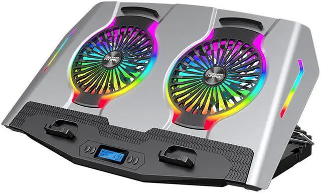Main image of Aluminum Alloy RGB Laptop Cooler Stand Dual-Turbo 140mm Fans Dual-USB Silent and Wind-Powered 6-speed Adjustment Laptop Cooler Pad Compatible with Laptops Notebook PC Under 21 inches