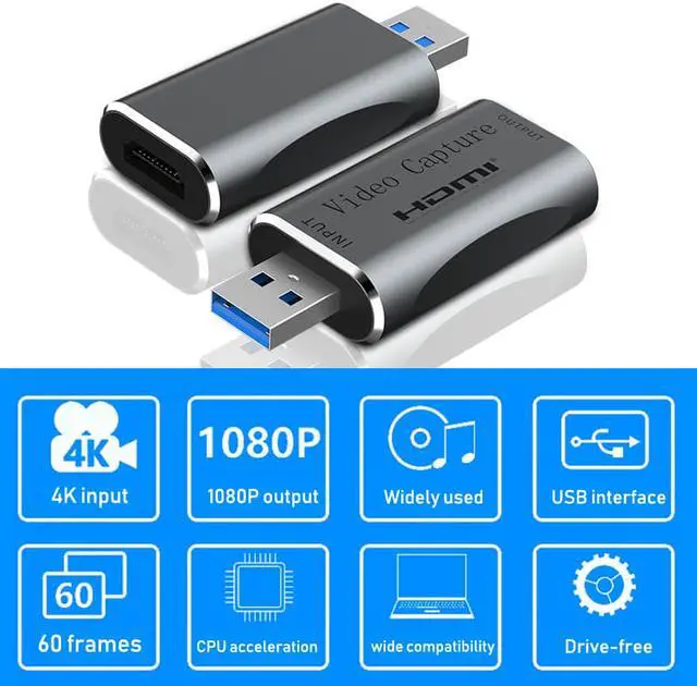 Alt view image 2 of 8 - 1080P 60Hz USB 3.0 Video Capture Card Video Game Live OBS Audio HDMI to USB Hub Plug And Play Broadcast Compatible with Windows Mac Os