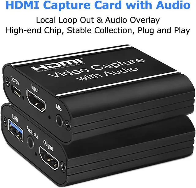 Alt view image 2 of 7 - Video Capture Card with Loop Out, Video Capture with Audio, 4K HDMI Game Capture USB 2.0 Record Capture Card Device for Live Streaming Broadcasting, Video Conference, Gaming for PS3/4, Switch, DSLR