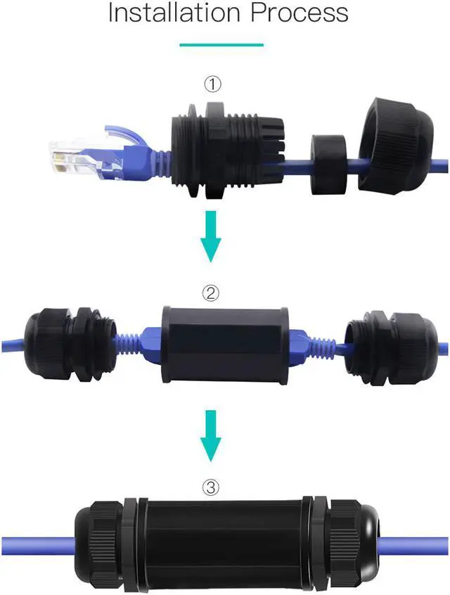 Alt view image 3 of 7 - RJ45 waterproof Connector IP67 Waterproof Protector RJ45 Lan Coupler Outdoor Install Adapter Ethernet Network Cable Connector Double Head RJ-45 Female Jack Adapter Coupler Extension for Cat5 6 7 8P8C