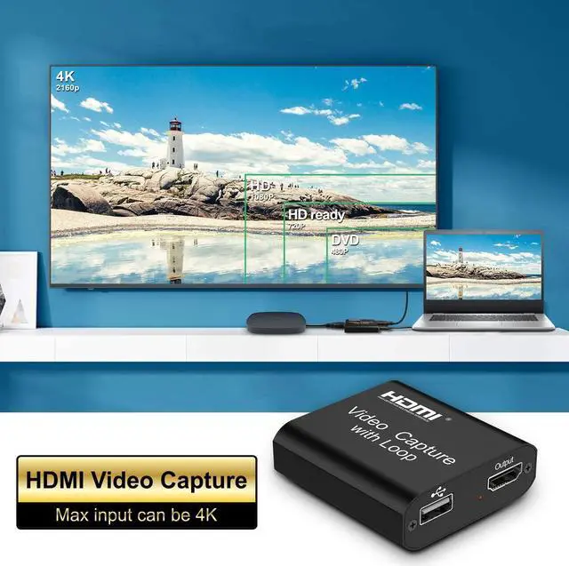 Alt view image 5 of 8 - Video Capture Card 4K HDMI Video Capture Device with Loop Out, Full HD 1080P Game Capture Video Recorder for Live Streaming, Broadcasting or Video Conference