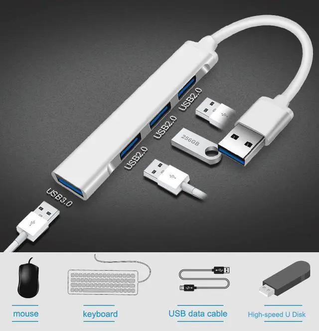 Alt view image 5 of 8 - 4 In 1 Mini USB hub 3.0 Splitter High Speed at 5Gbps With USB3.0*1+USB2.0*3 For Windows10/8/7 Vista XP Mac 10/4/6