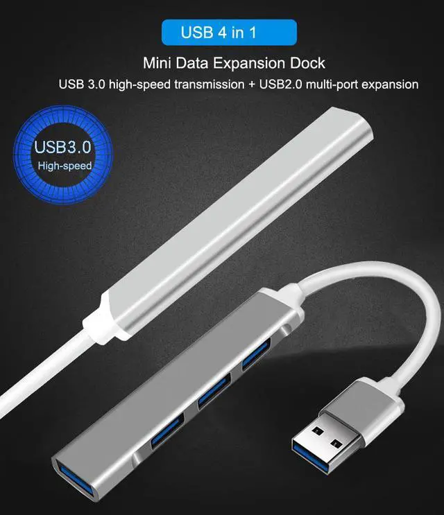 Alt view image 6 of 8 - 4 In 1 Mini USB hub 3.0 Splitter High Speed at 5Gbps With USB3.0*1+USB2.0*3 For Windows10/8/7 Vista XP Mac 10/4/6