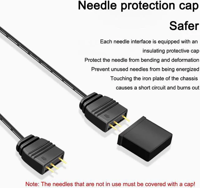 Alt view image 2 of 3 - 2 Pack 1.1ft 5V 3Pin Addressable RGB Splitter Cable Female to Male 1 to 2 ARGB Splitter Cord