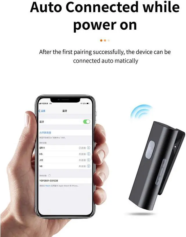 Alt view image 4 of 8 - AUX Bluetooth 5.0 Audio Receiver 3.5mm Jack Wireless Music Lavalier Wireless Receiver Adapter Transmitter with Clip Support TF Card for Car Headphone Speaker