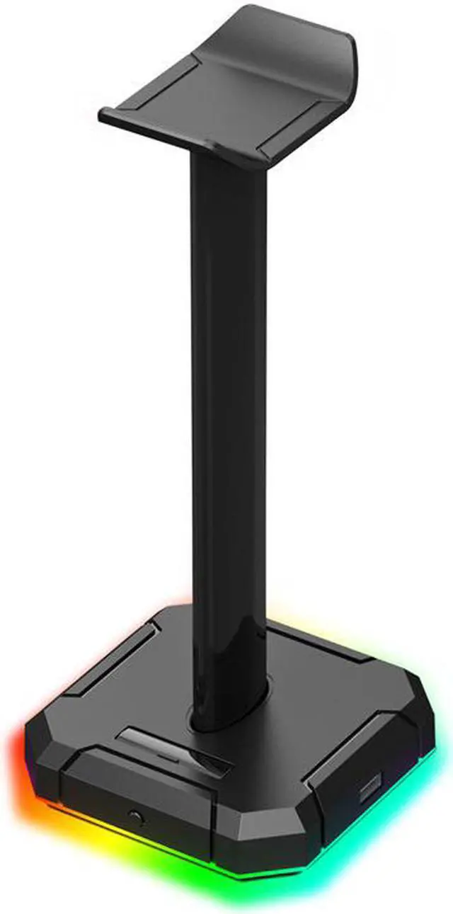 Main image of RGB Headset Stand with 4 USB 2.0 HUB Ports Headphone Holder 10 RGB Lighting Modes Frame for Gamers Gaming computer PC Desk