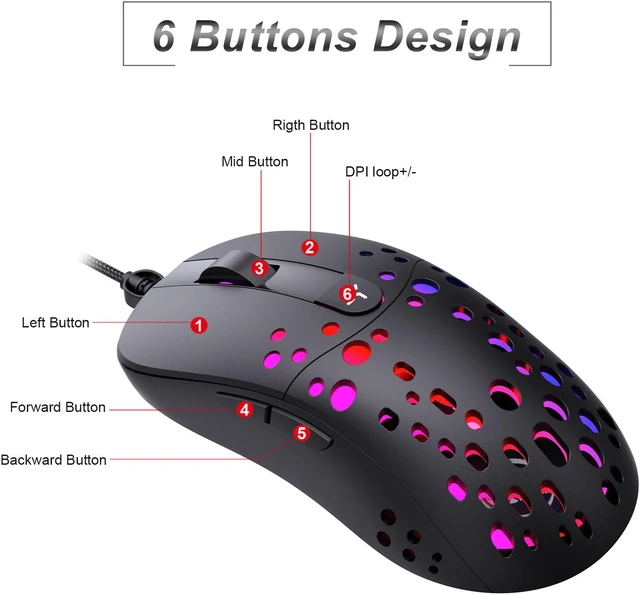 Alt view image 2 of 8 - New Programmable Ergonomic RGB Wired Gaming Mouse 125Hz LED 8000DPI USB Computer Mouse Gamer Mice 12G Mause With Backlight For PC Laptop (Sound Vision)