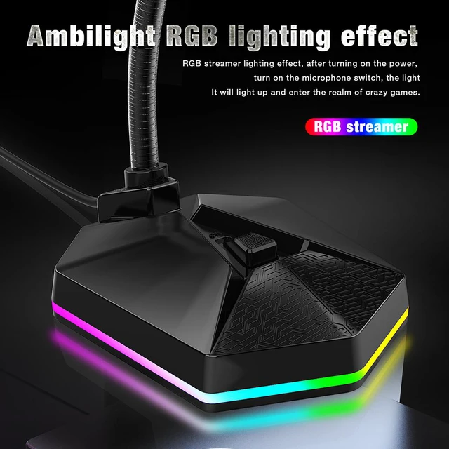Alt view image 3 of 8 - Adjustable USB Desktop Microphone 7.1 Sound USB Plug RGB Light 360 Degree Flexible Omnidirectional Gaming Live Streaming Microphone for Computer PC Laptop