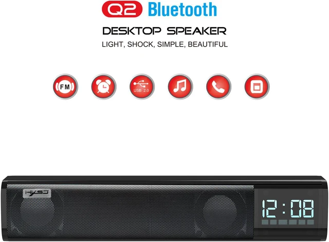 Alt view image 2 of 8 - Rechargeable Wireless Bluetooth 5.0 Speaker TV Sound Bar Theater Surround Subwoofer with Microphone Hands-Free Calls Support TF Card Playback USB AUX-IN
