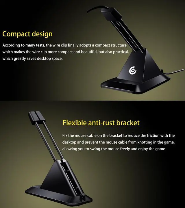 Alt view image 4 of 8 - CASETHRONE Wired Mouse Cord Clamp 2.0 Gaming Mouse Cord Holder Clamp Cord Organizer Desktop Management Mouse Accessories